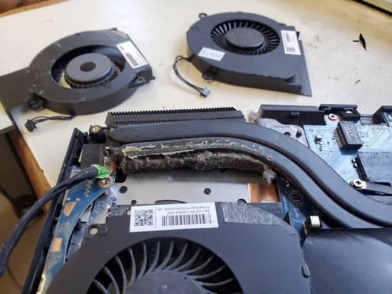 Cleaning laptop heatsink clogged with dust