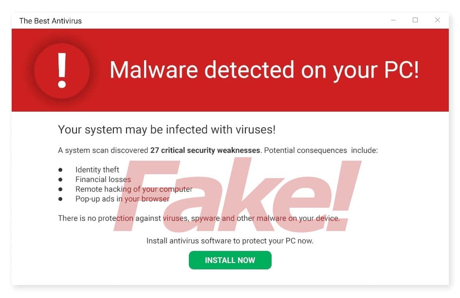 Fake antivirus warning