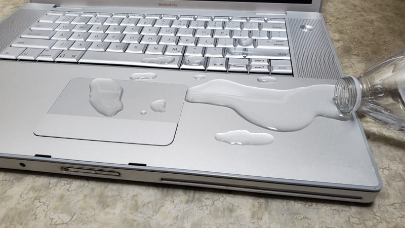 Liquid spill on a laptop